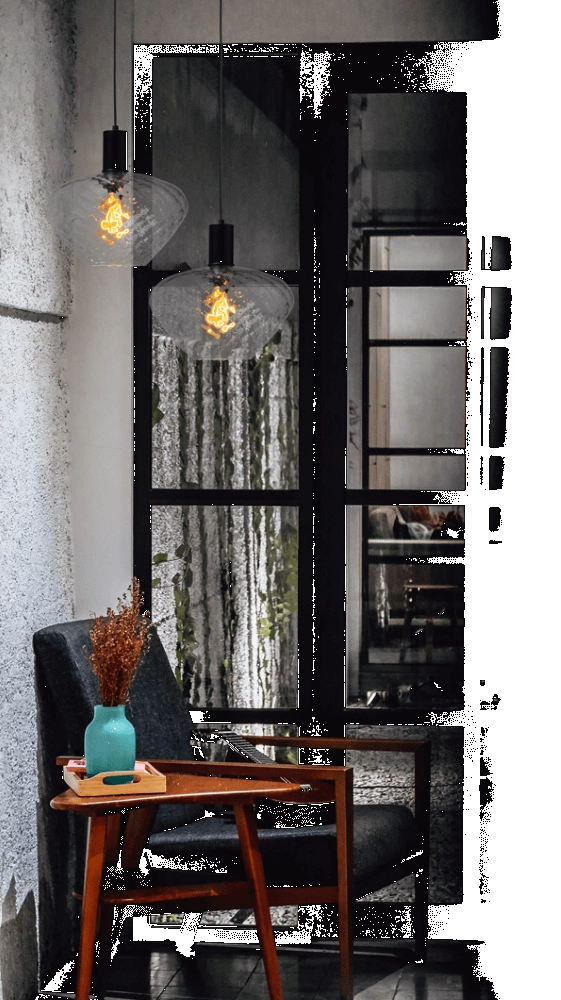 Lampe suspendue noire Porto avec verre clair Blossom - Ø 30cm Masterlight 8718121269313