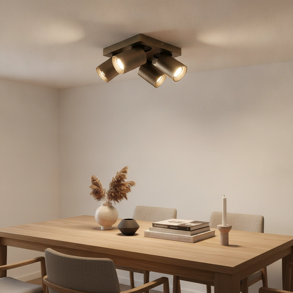 Plafonnier Megano Bronze antique à 4 lumières
