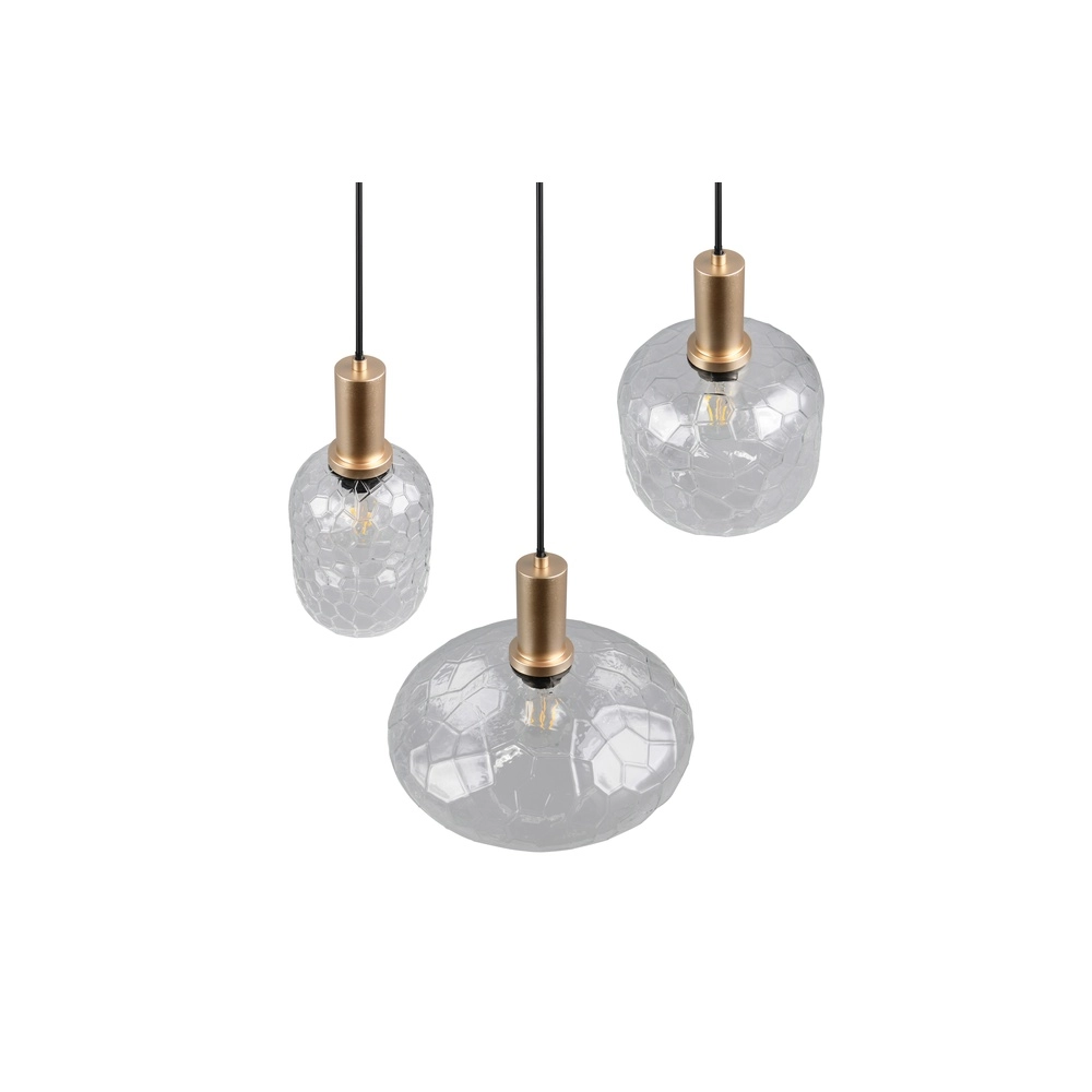 Lampe pendante à 3 lampes Emelie Or avec verre fumé Trio 4017807702552