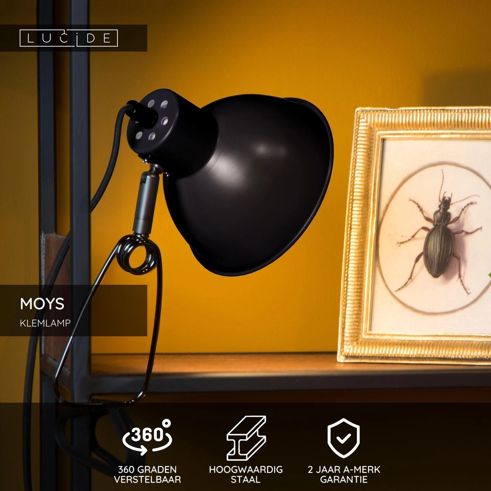 Lampe de pince Moys Noir Lucide 5411212451309