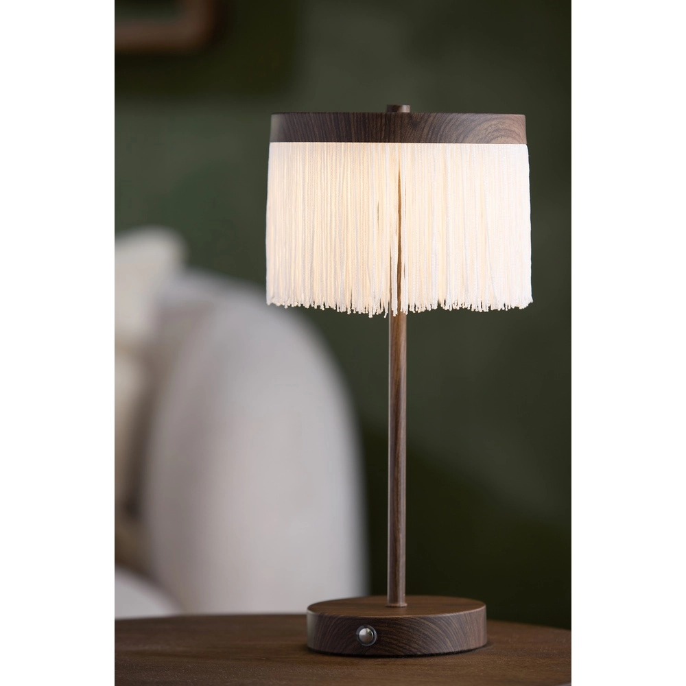 Lampe de table rechargeable Diny Look noyer avec blanc Light & Living 8717807816377