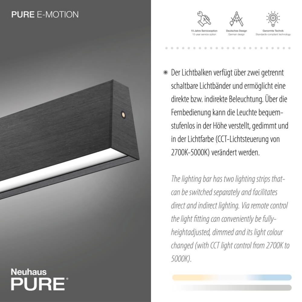 Lampe suspendue design Pure E-Motion gris Paul Neuhaus 4012248372906