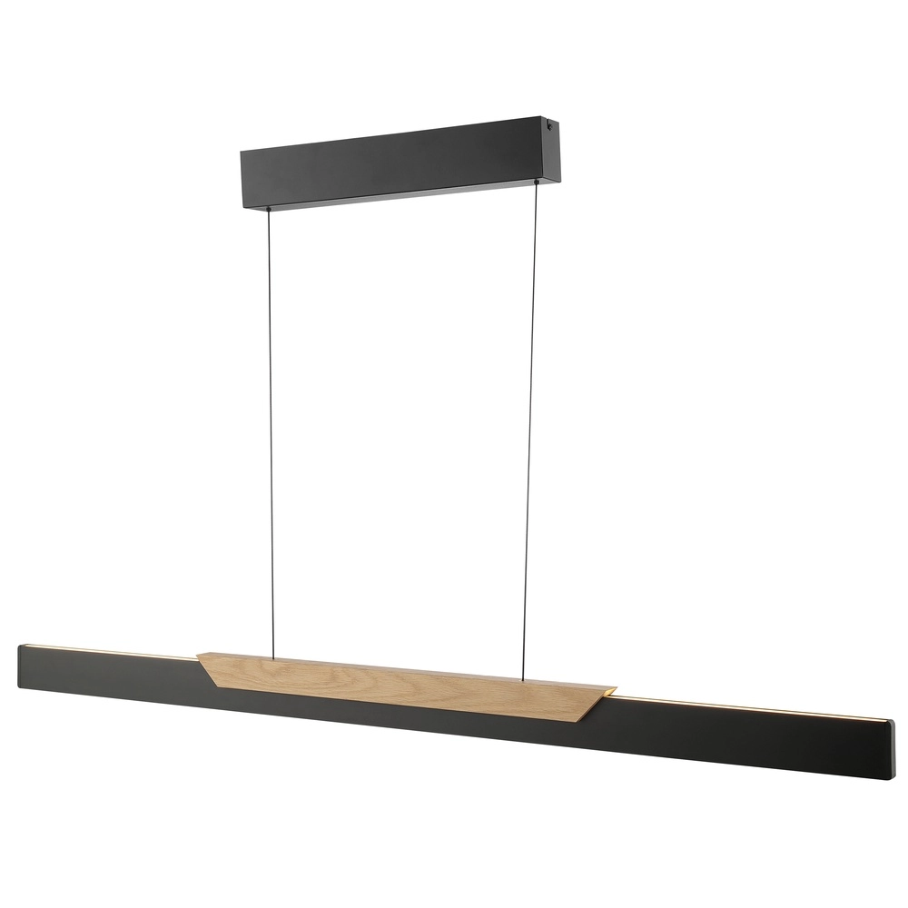Lampe pendante de conception Arcus noir avec bois Brilliant 4004353463549