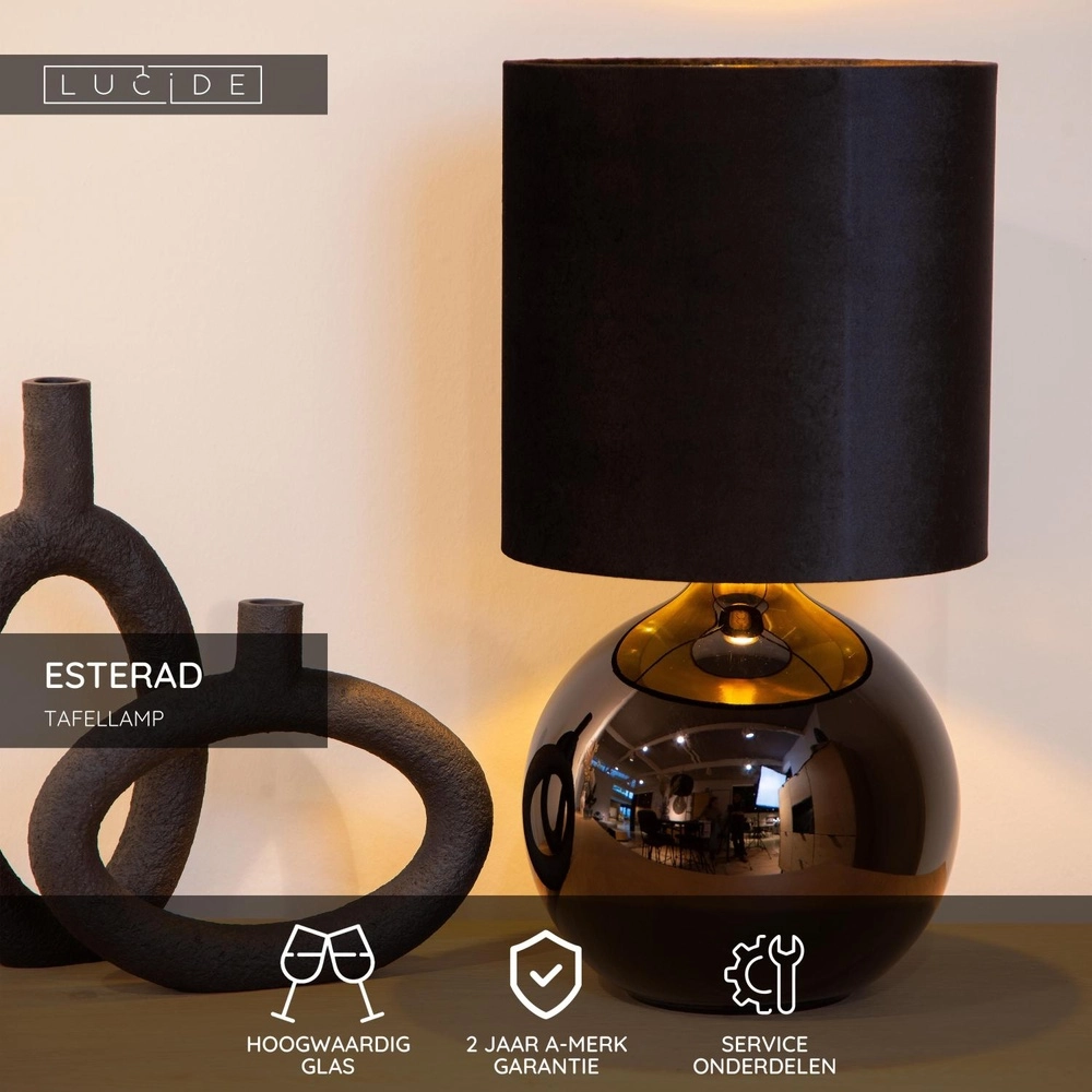 Lampe de table noire Esterad Ø 24cm Lucide 5411212105936