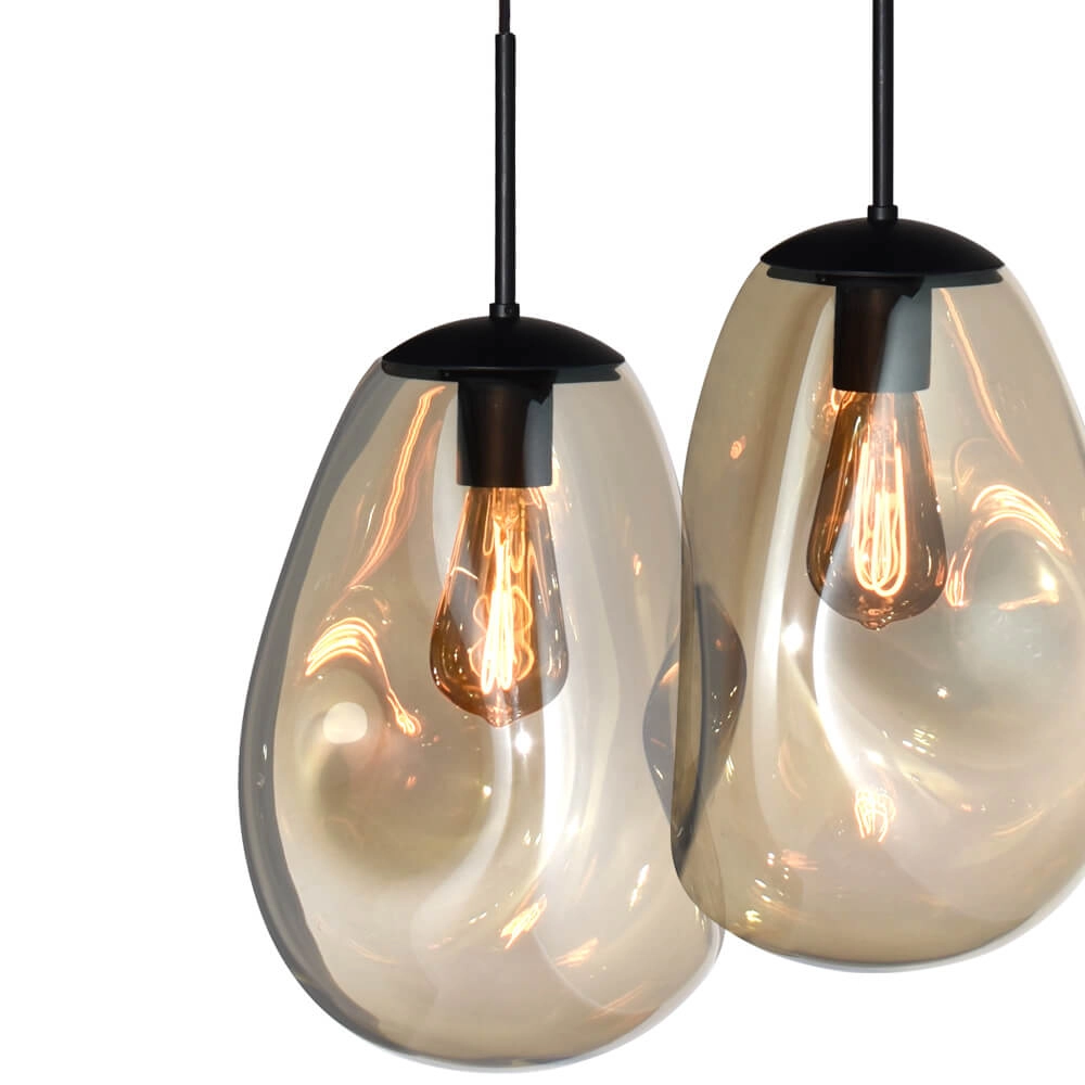 Lampe suspendue Lava Oval 8x verre doré Ø 22,5cm Masterlight 8718121290201