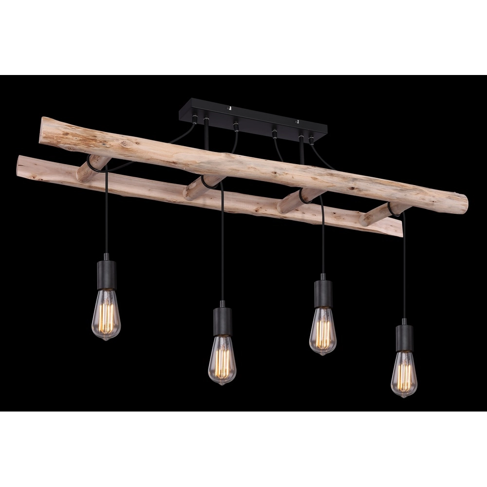 Lampe suspendue à 4 lumières Irmgard Bois 80 cm Globo 9007371390342