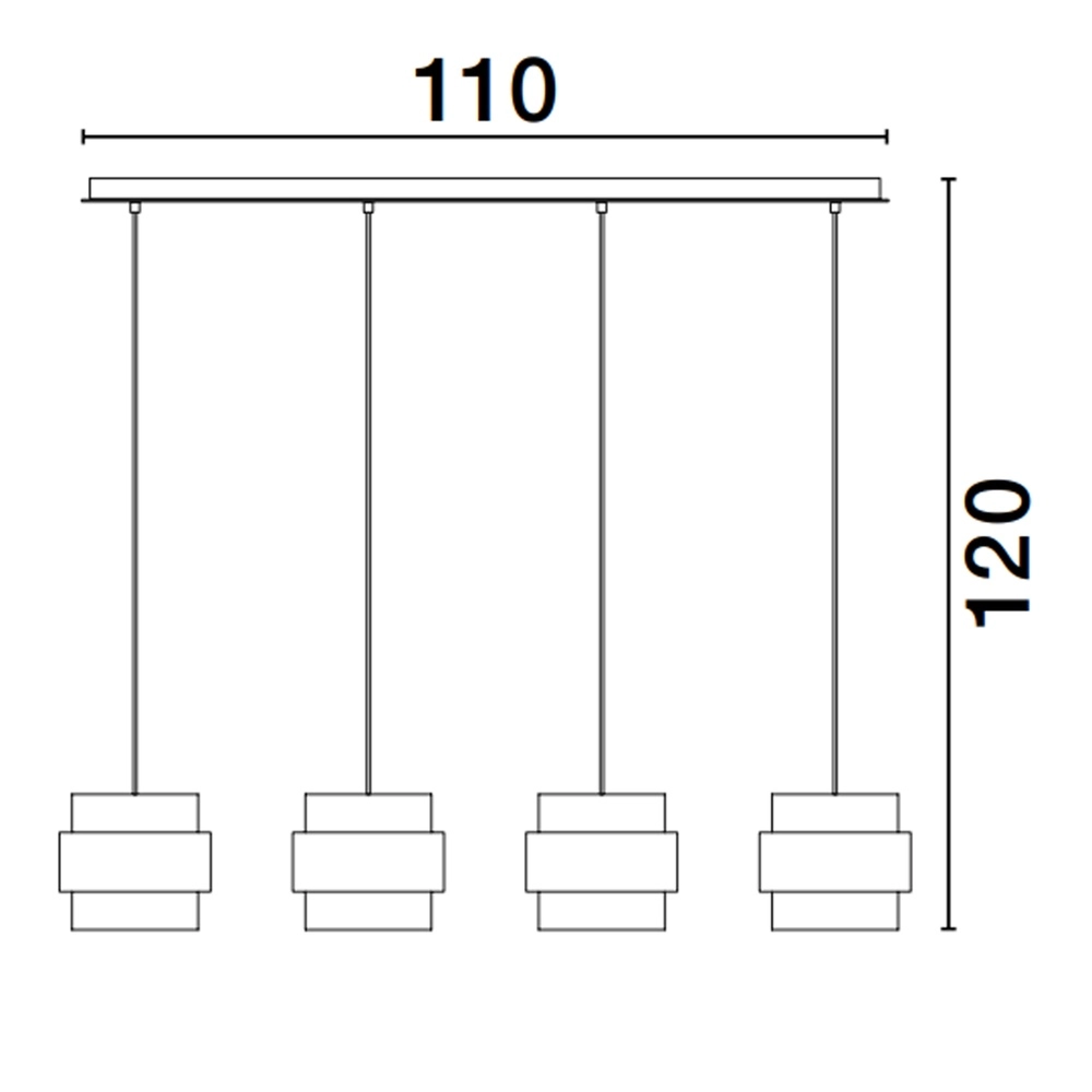 Suspension Sianna 4 lumières droites noir et or Lyora 5212017445421