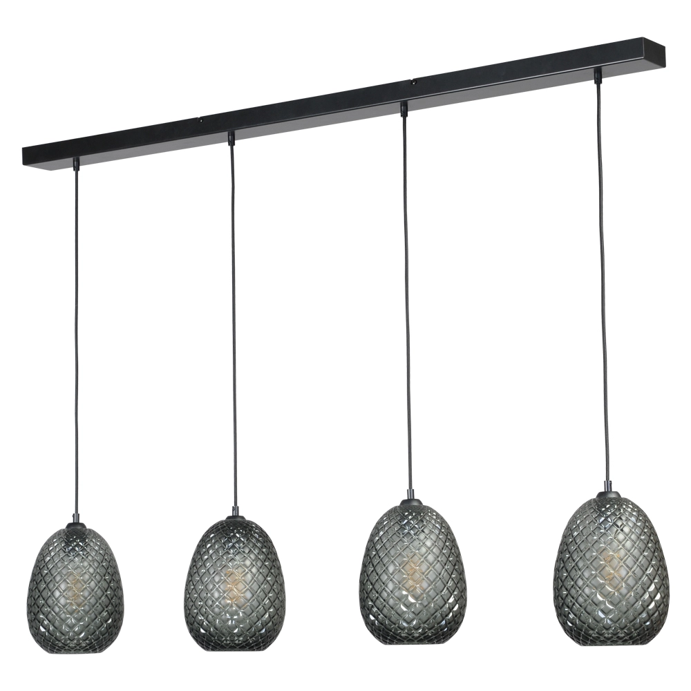 Lampe suspendue noire Pineapple 4 lumières avec verre fumé Masterlight 8718121209388