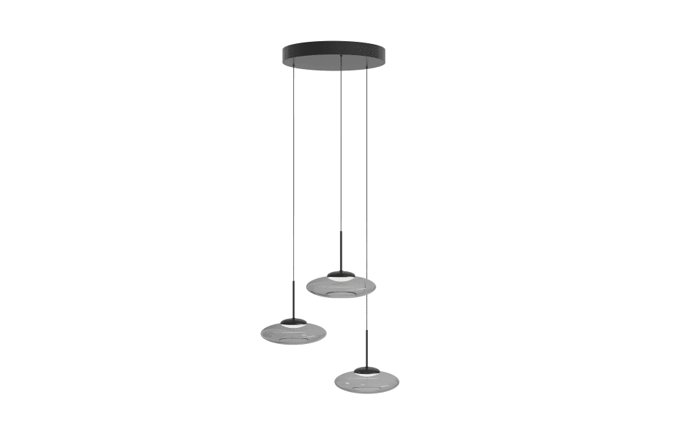 Suspension 3 lumières Bounto verre transparent rond noir Suspension 3 lumières Bounto verre transparent rond noir
