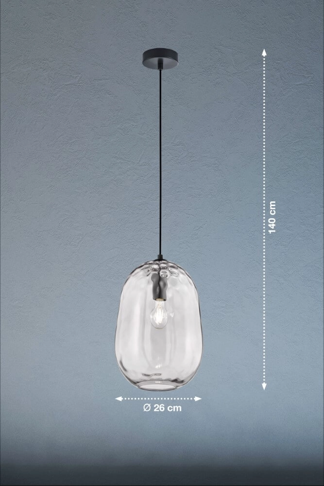 Lampe à suspension en verre Bretagne Ø 26 cm Fischer & Honsel 4003694607575