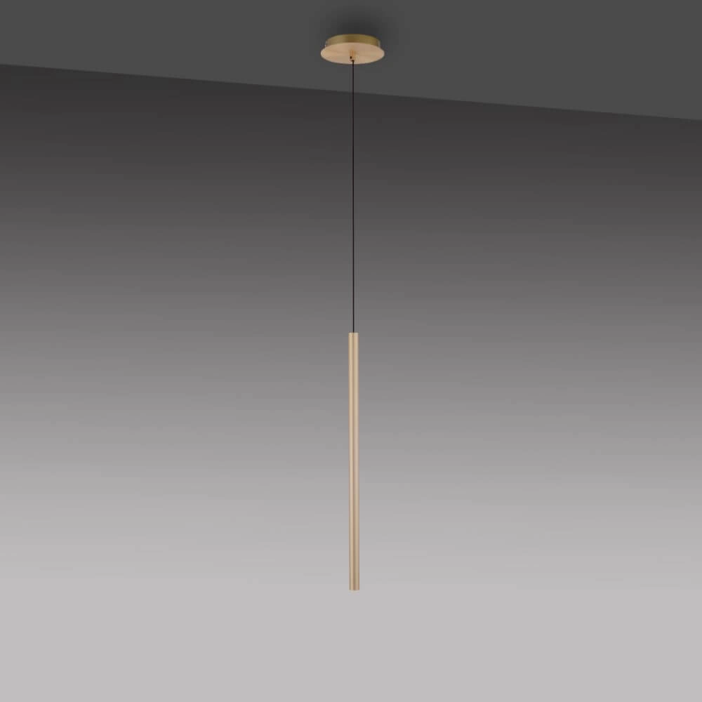Lampe suspendue unique Flute 1 lumière en laiton Paul Neuhaus 4012248374740