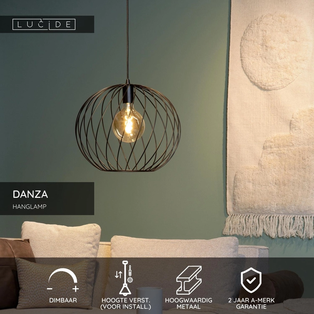 Lampe suspendue Danza Ø 40cm noir Lucide 5411212211538