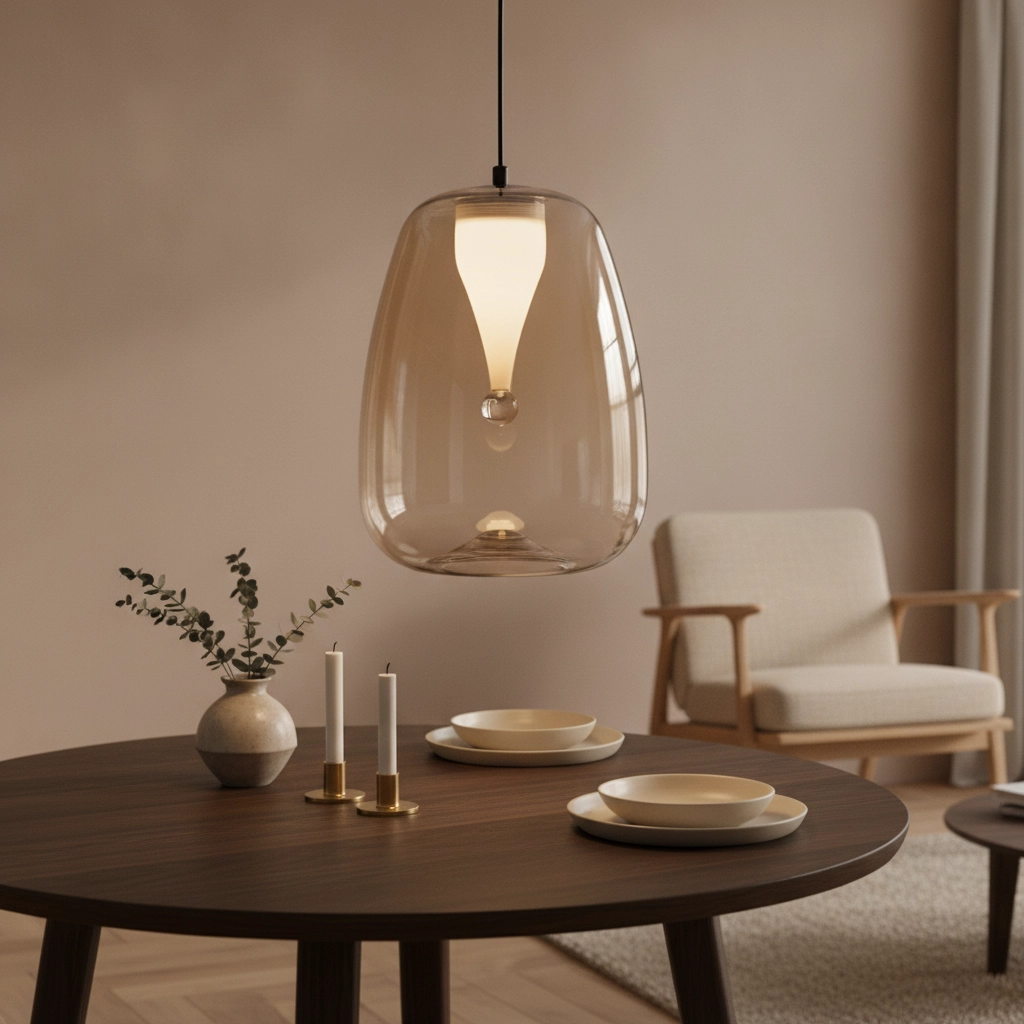 Suspension design Oblo 1 verre ambré clair