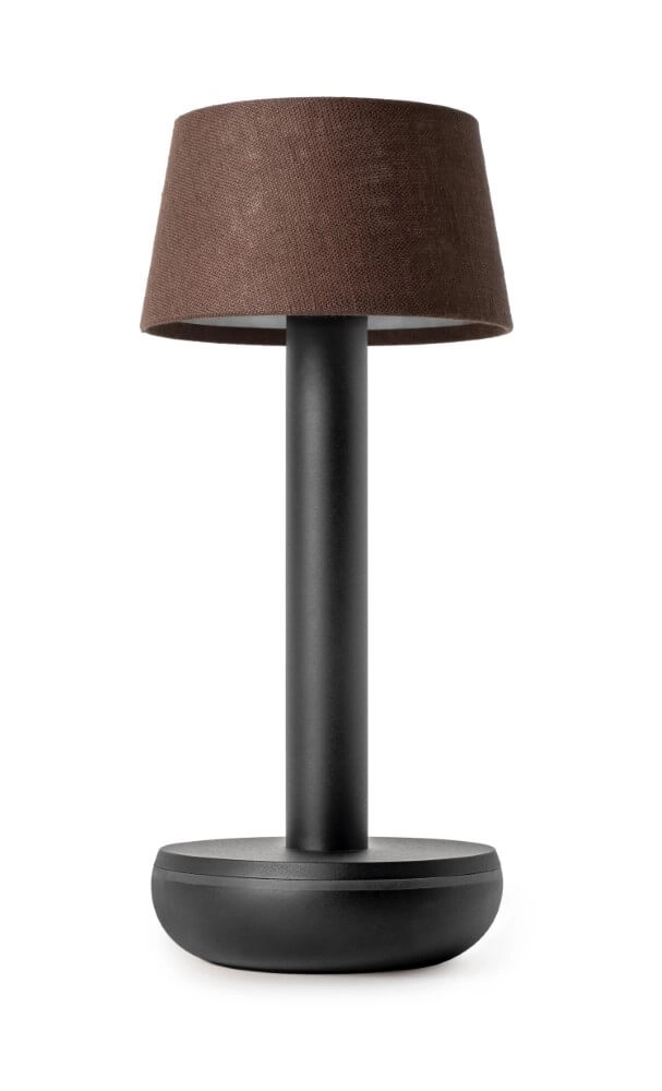 Lampe de table rechargeable Two Black Brown lin