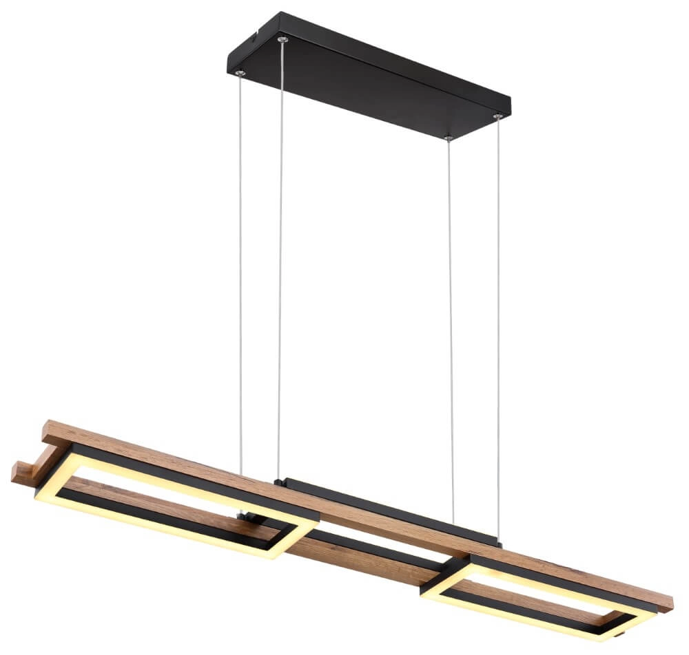 Lampe suspendue design Illa noir avec du bois Lampe suspendue design Illa noir avec du bois
