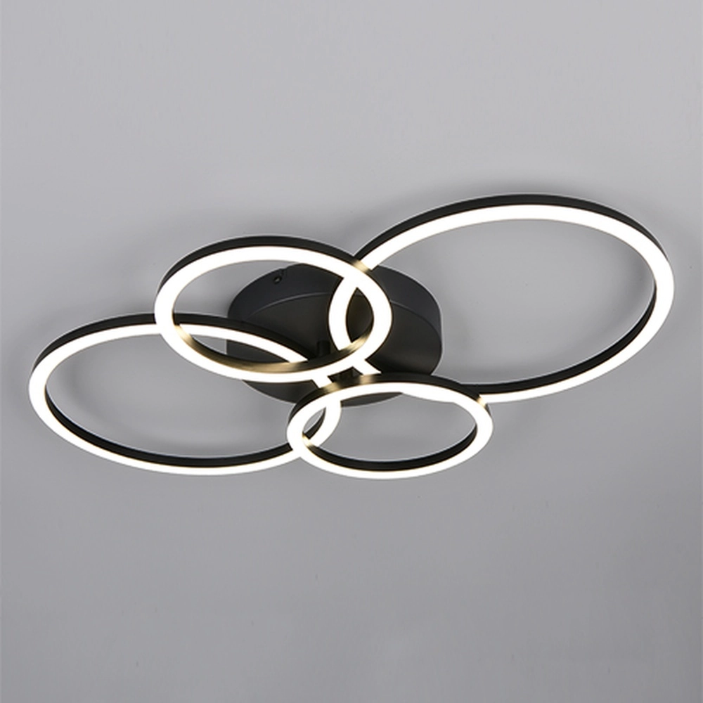 Lampe de plafond moderne Quilo Noir rond Trio 4017807704242