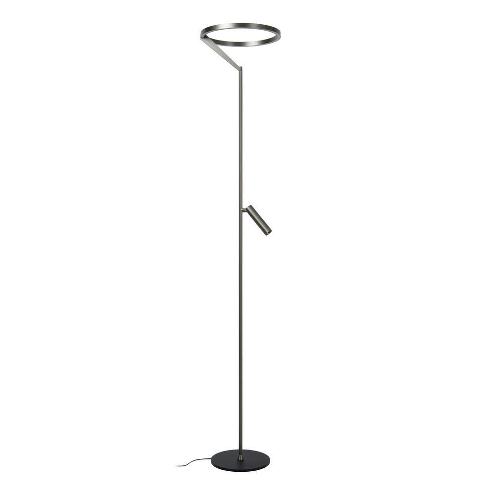 Lampe de pied élégante avec lampe de lecture Applause Métal brossé - LED Premium by Lucide 5411212221865
