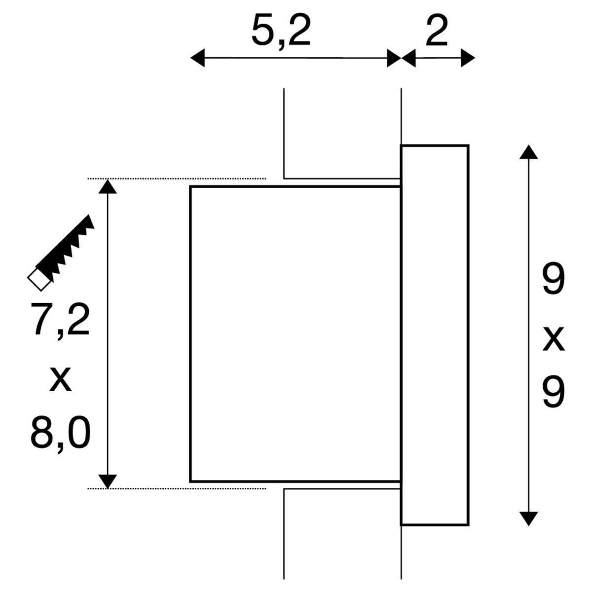 Spot mural intégré Quad Frame SLV 4024163236225