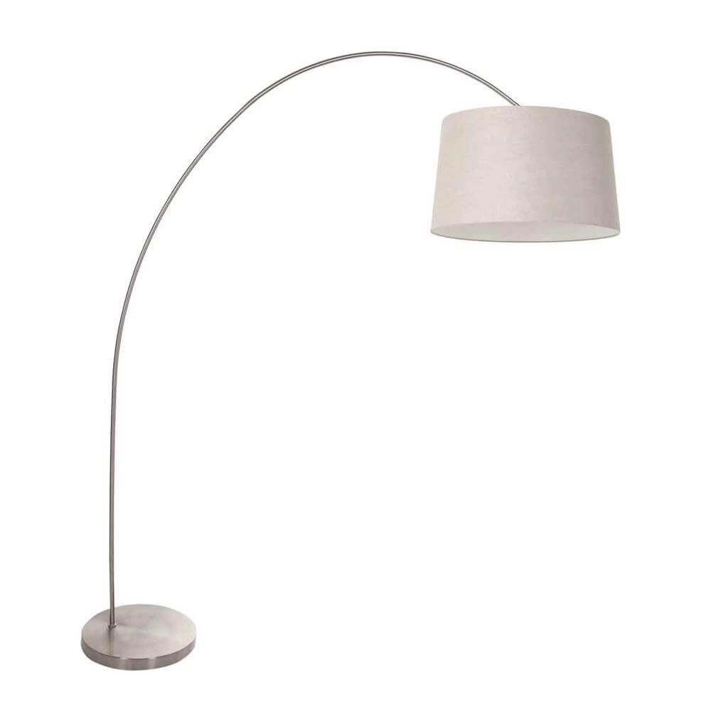 Lampe à arc Solva Métal avec grand abat-jour gris