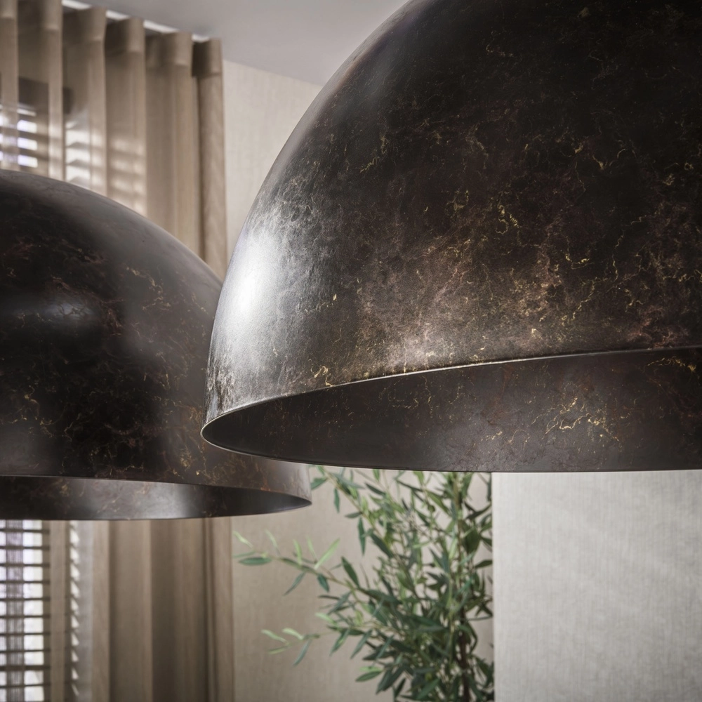 Lampe pendante industrielle Dome 2x Ø 60cm - brun urbain Lyora 8716803512573