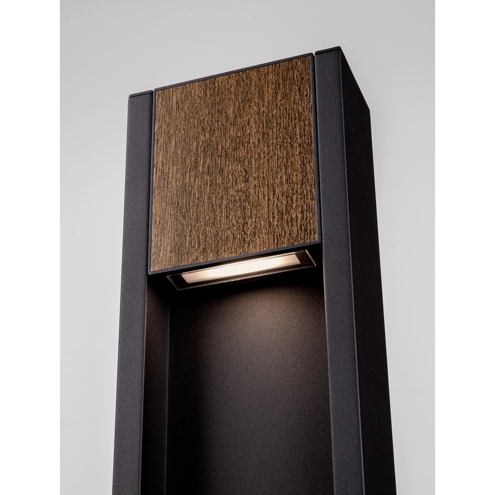 Lampe de jardin Kioo noir avec bois Lyora 5212017478801