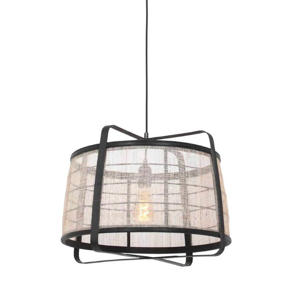 Lampe à suspension en bois noir Capors Ø48cm
