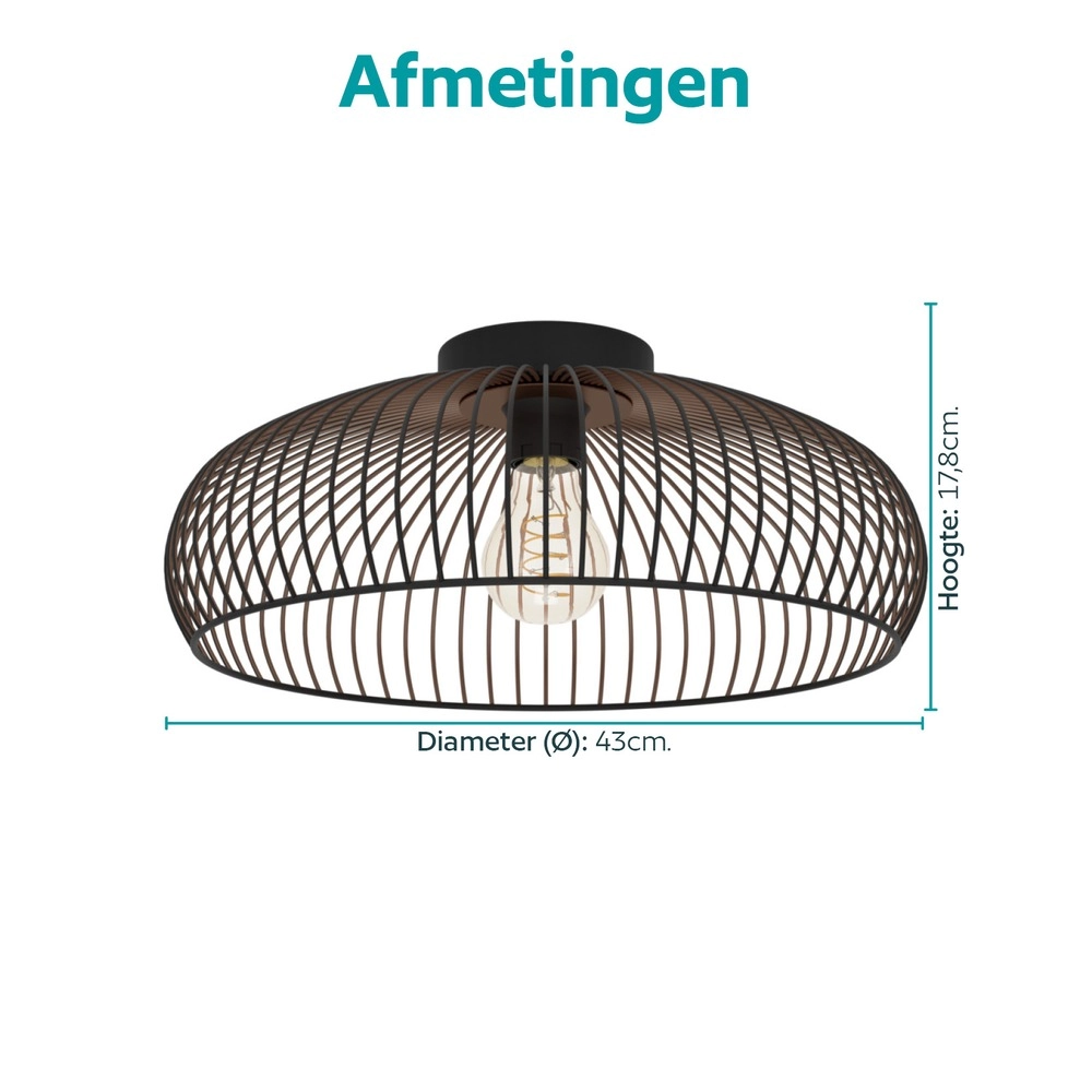 Lampe de plafond Almanzora noir avec cuivre Eglo 9008606390250