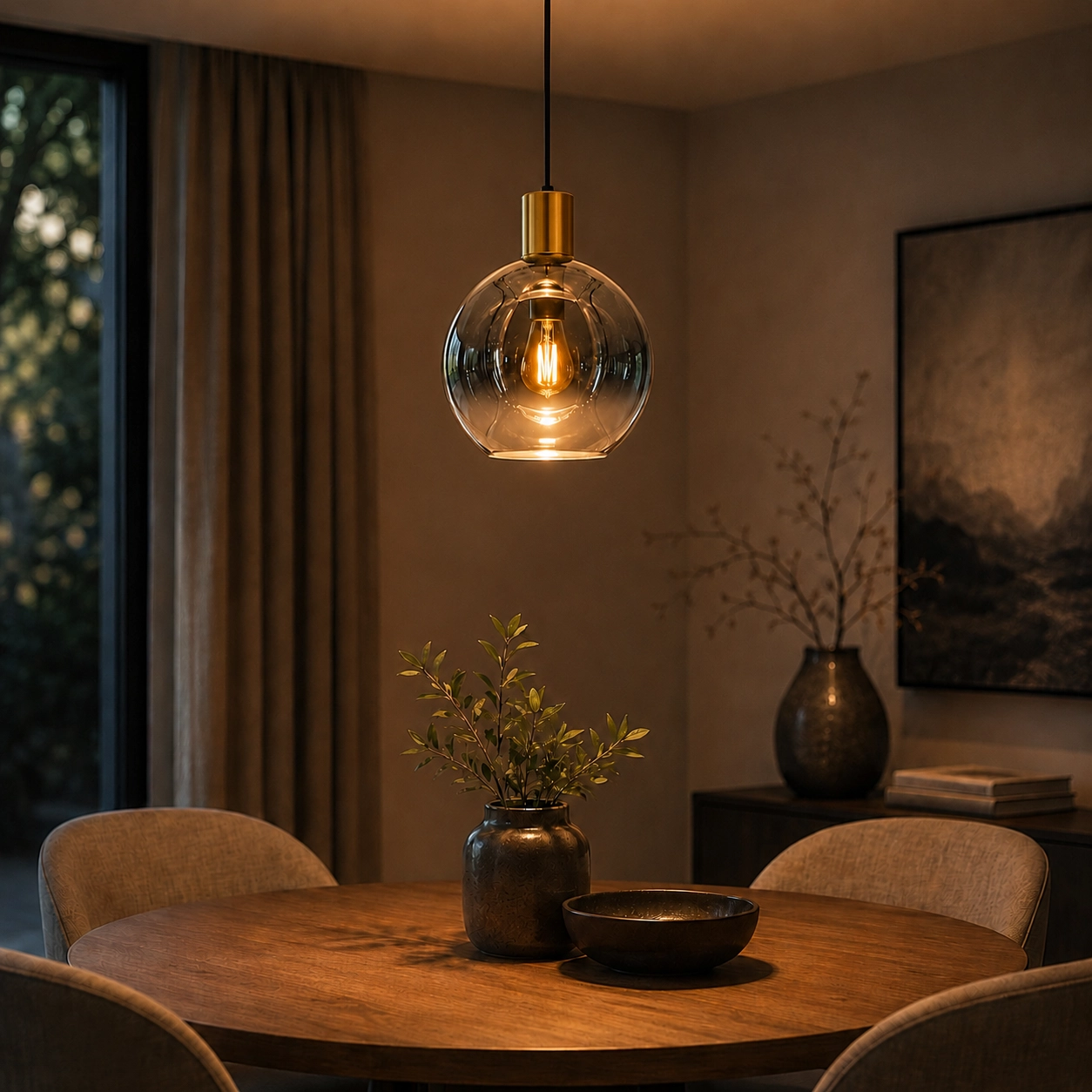 Suspension en verre doré Rosario Ø 20cm