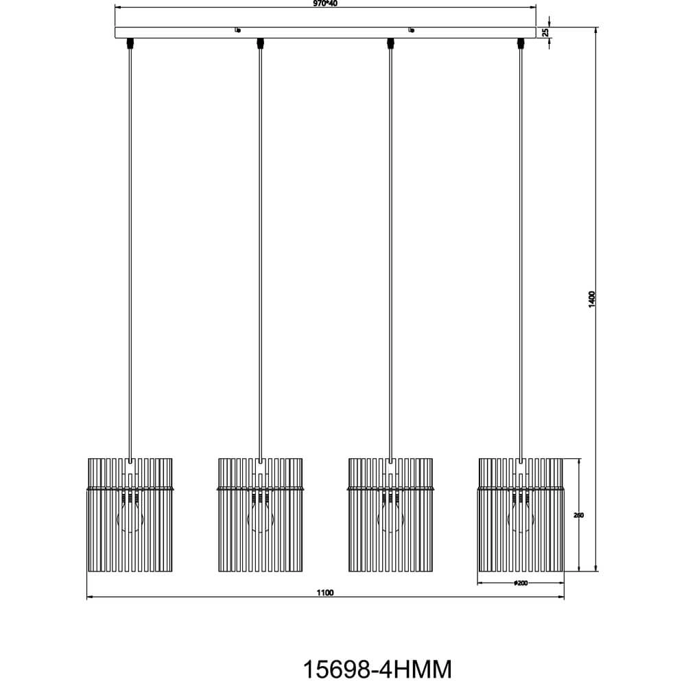 Suspension noire Gorley Verre coloré 4 lumières Globo 9007371484003