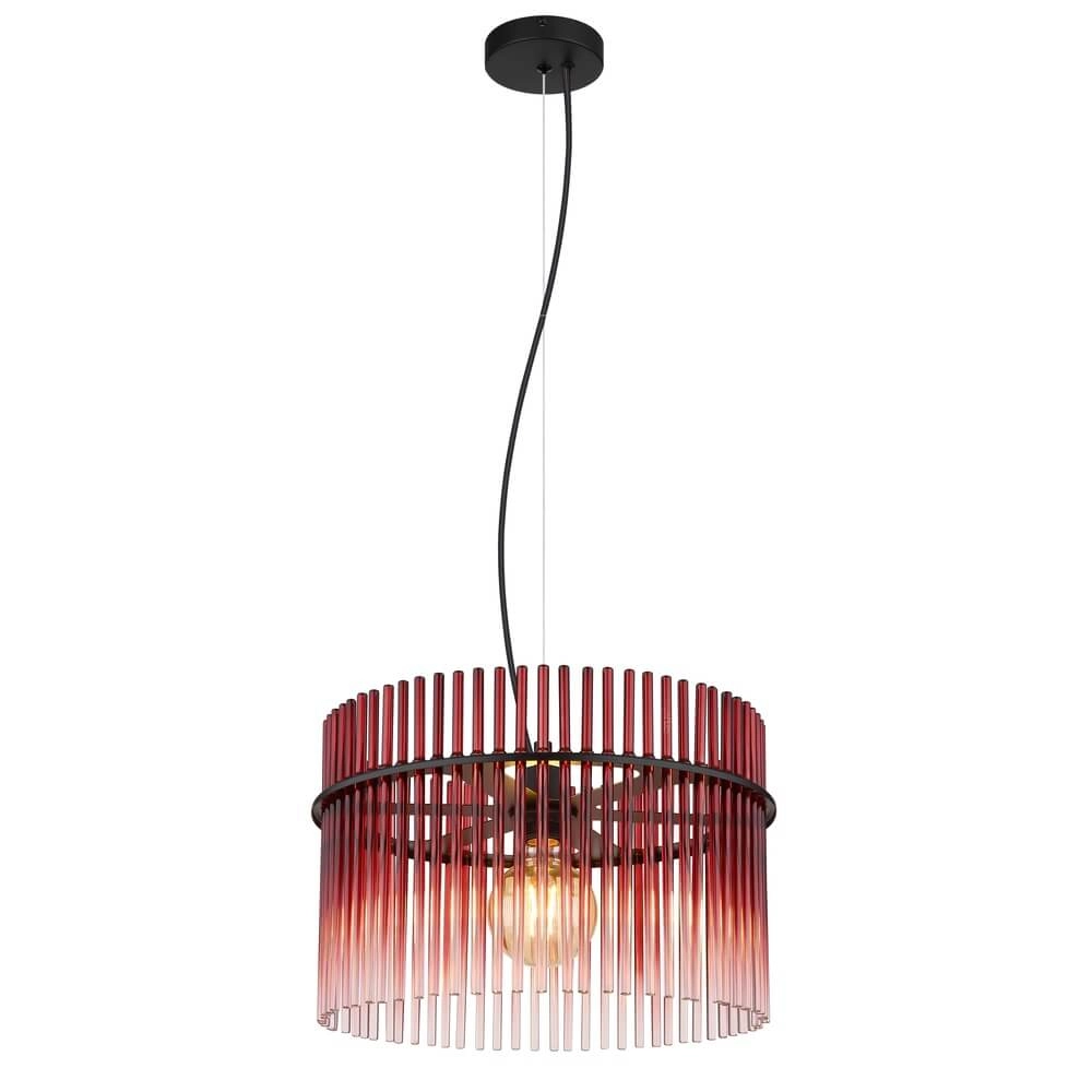 Suspension noire Gorley avec verre rouge Ø 40cm Suspension noire Gorley avec verre rouge Ø 40cm