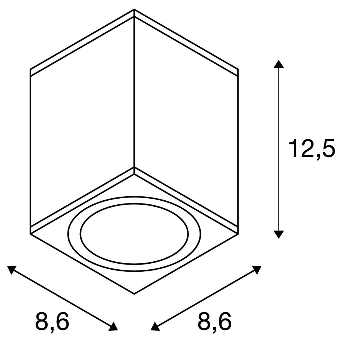 Spot monté au plafond Enola Square S SLV 4024163235778
