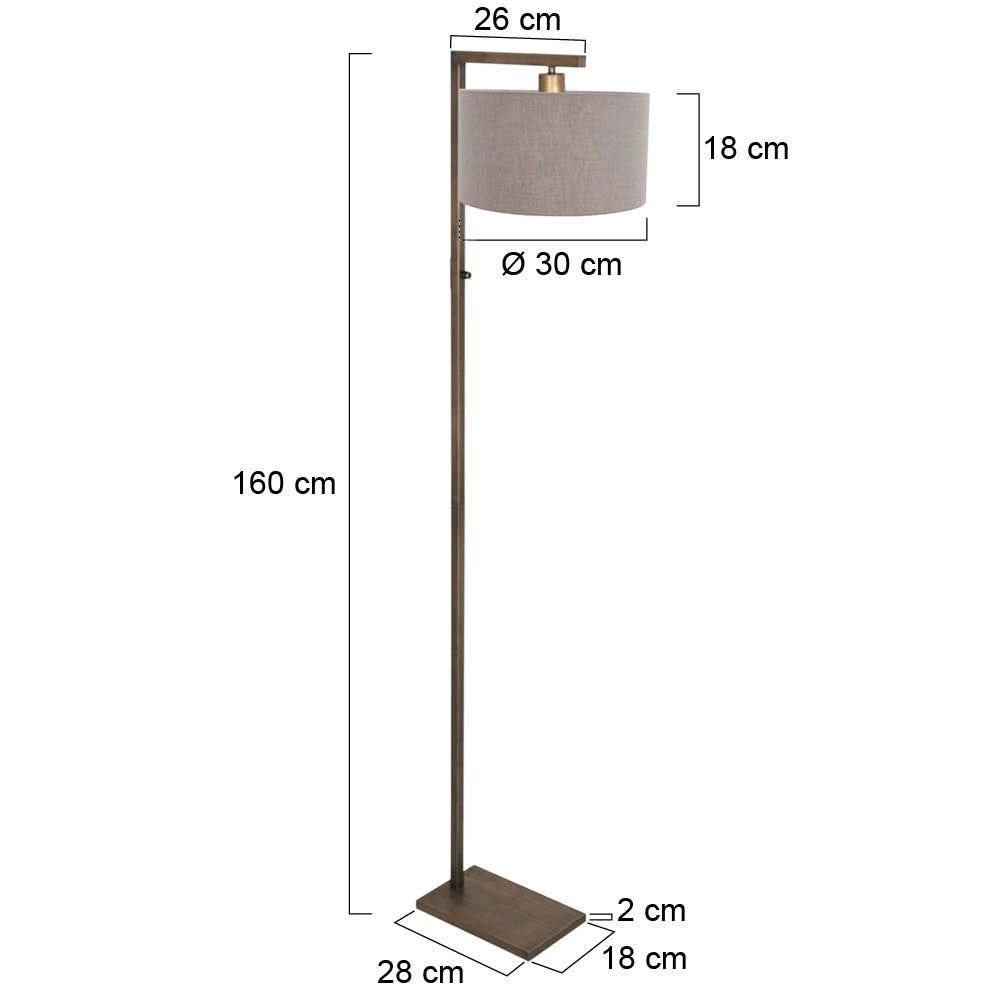 Lampe sur pied en bronze Stang avec capuche grise Steinhauer 8712746189711