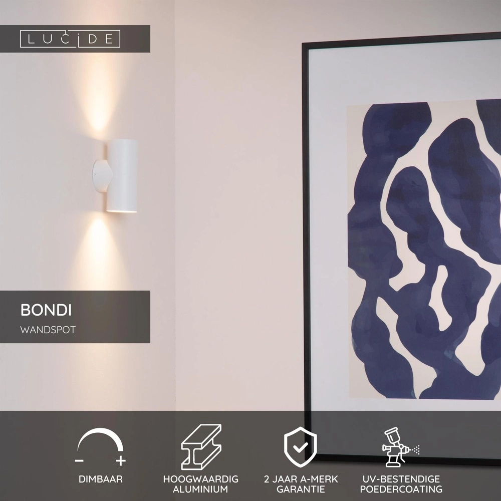 Projecteur mural Bondi Blanc Haut & Descendant Lucide 5411212093691