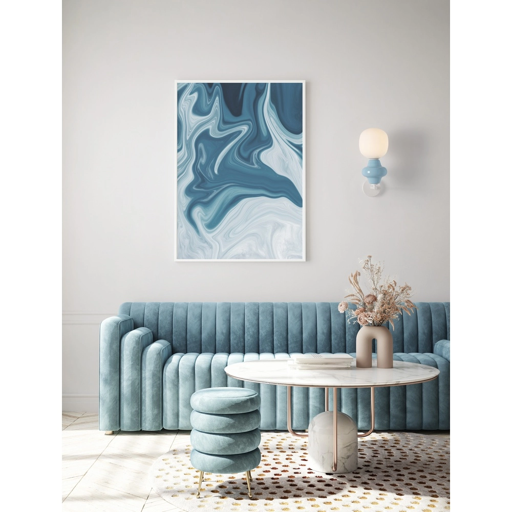 Applique murale Clio céramique bleue avec verre blanc Lyora 5212017461360