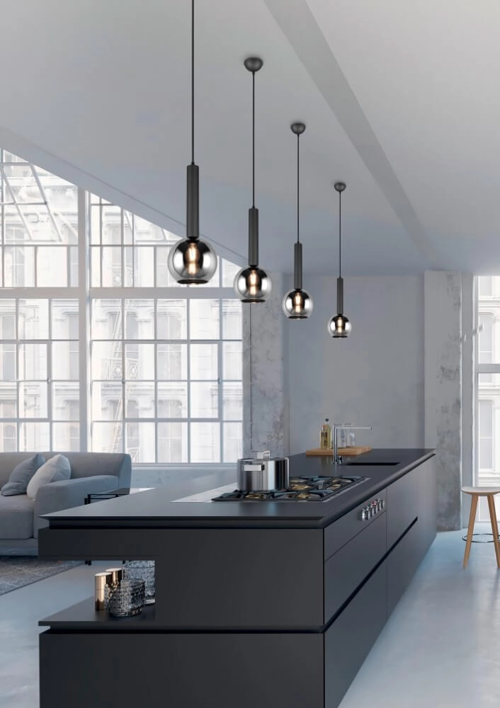 Lampe suspendue 5 lumières Clayton noir Trio 4017807522471