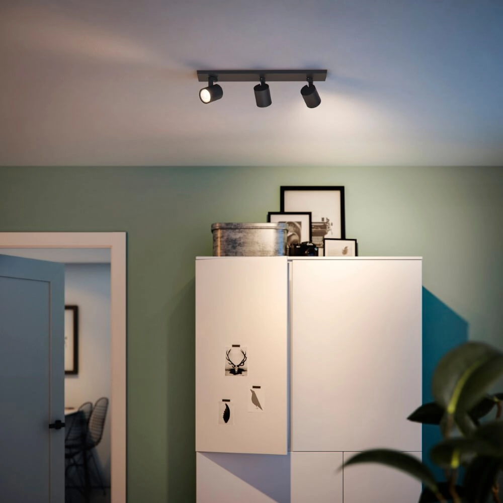 Spot de plafond noir Runner 3 lumières Philips 8719514435339