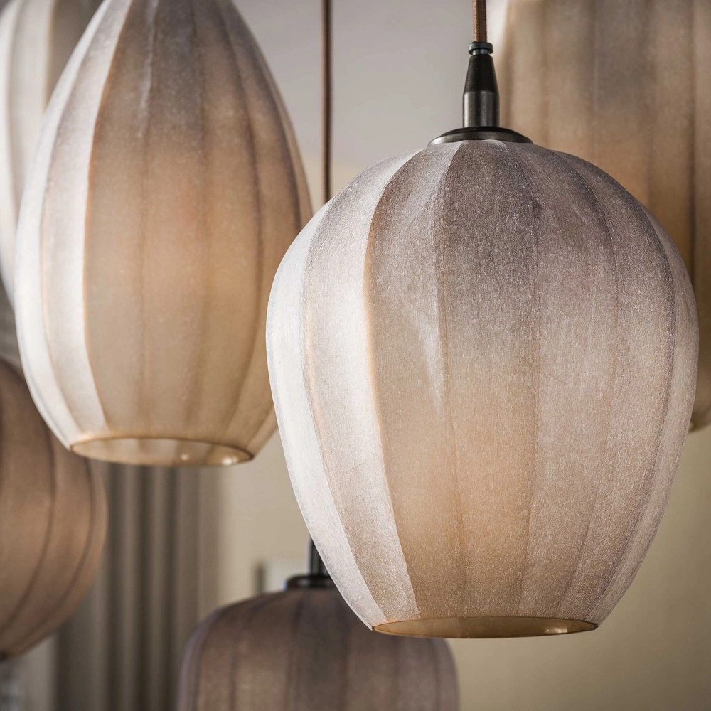 Lampe suspendue à 7 lampes Altura Sienne brun avec verre dépoli Lyora 8716803514874
