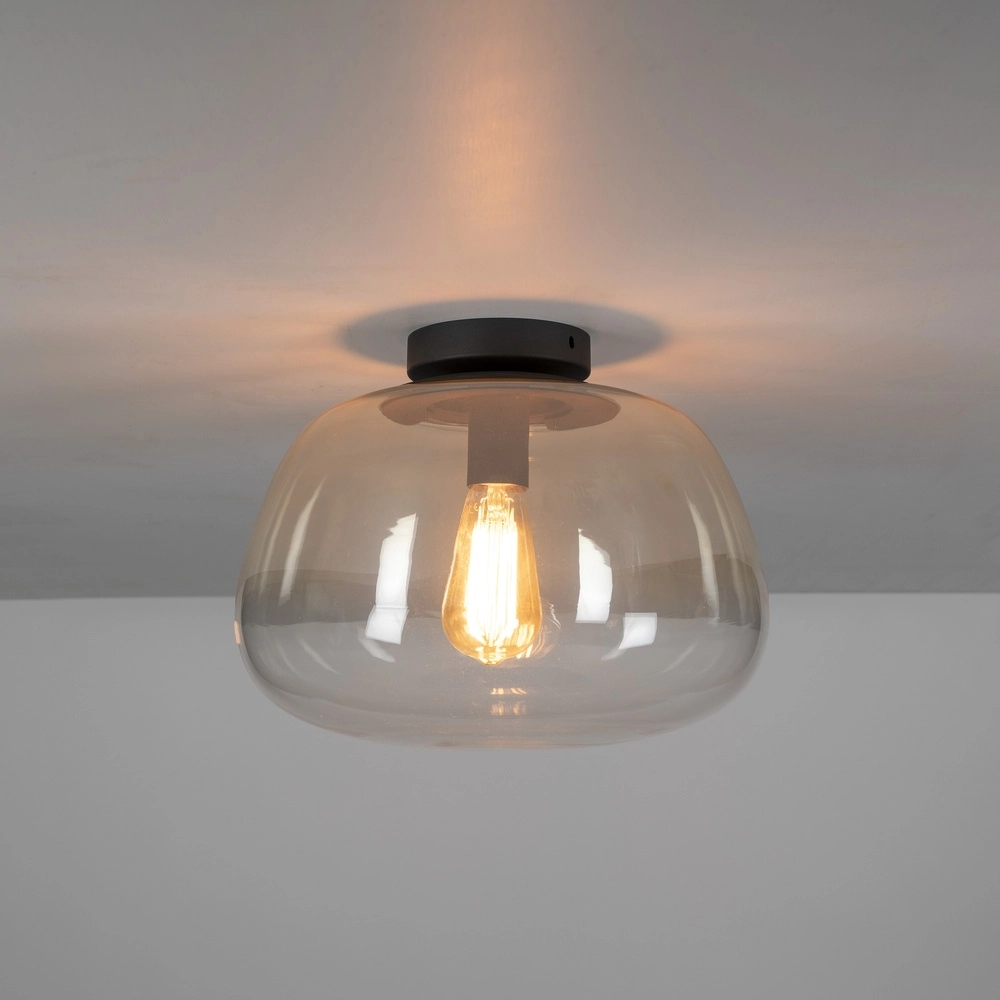 Lampe de plafond en verre Pulse Ø 36cm - verre ambré