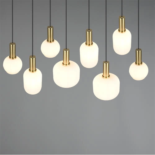 Lampe suspendue pour salle à manger Diva 8 lumières - verre blanc Trio 4017807614527