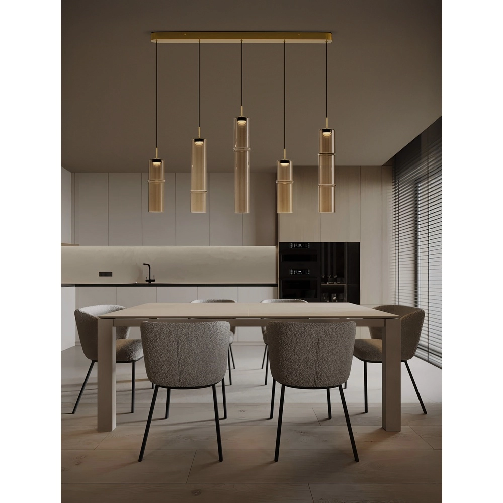 Suspension unique Sano Or 5 lumières droit Lyora 5212017474087