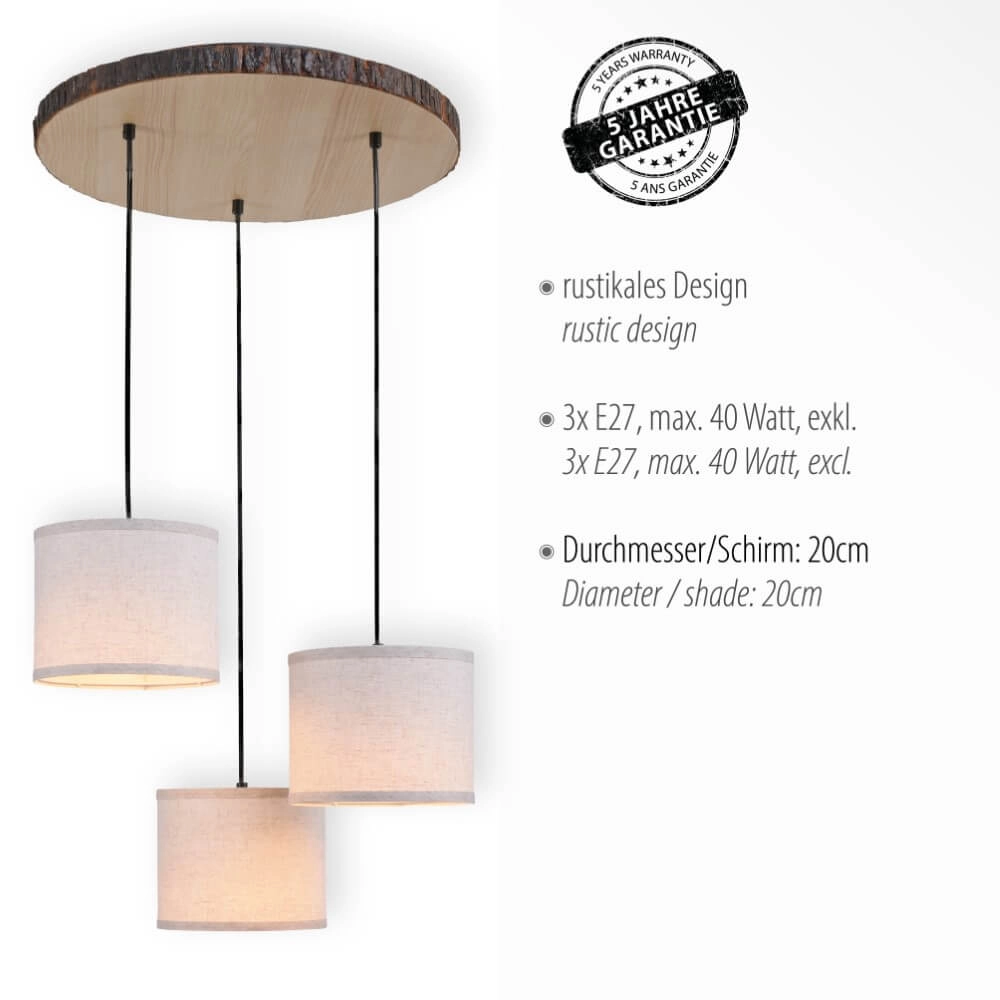 Plafonnier rural Bark bois Just Light 4043689975937