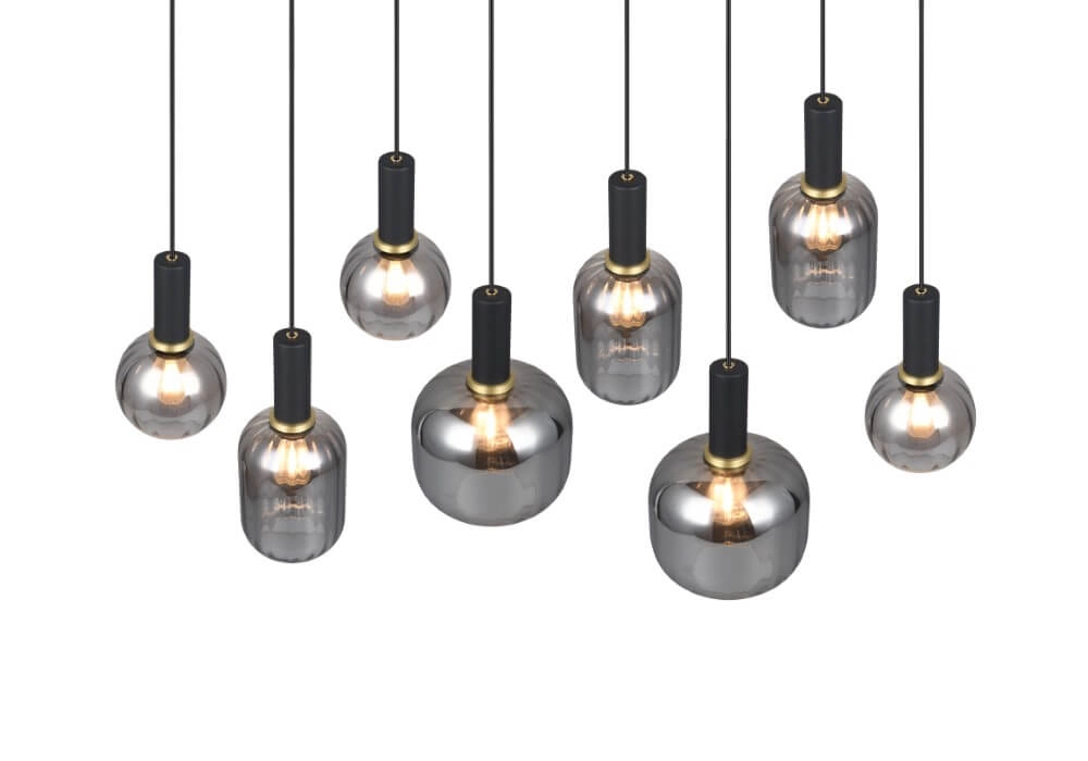 Lampe suspendue pour salle à manger Diva 8 lumières - verre fumé Trio 4017807614589