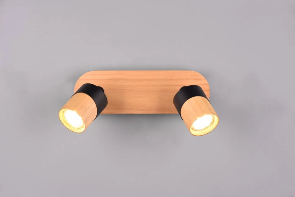 Plafonnier bois et noir Aruni 2 lumières Trio 4017807562217