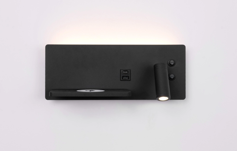 Lampe de chevet Charge Noir droit avec chargeur sans fil Artdelight 8720701103665