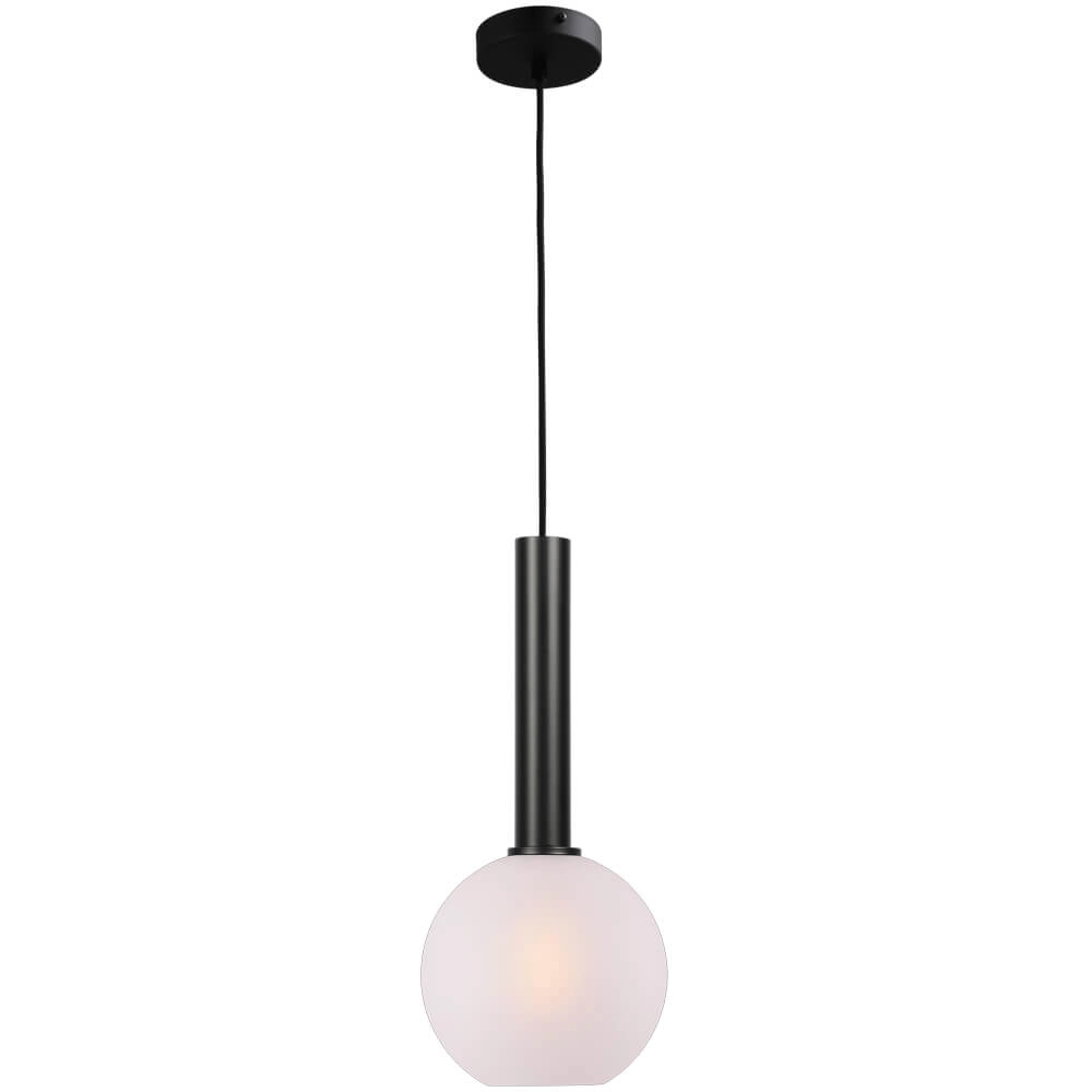 Lampe suspendue Ø 20cm Bella 2 Noir avec verre blanc mat