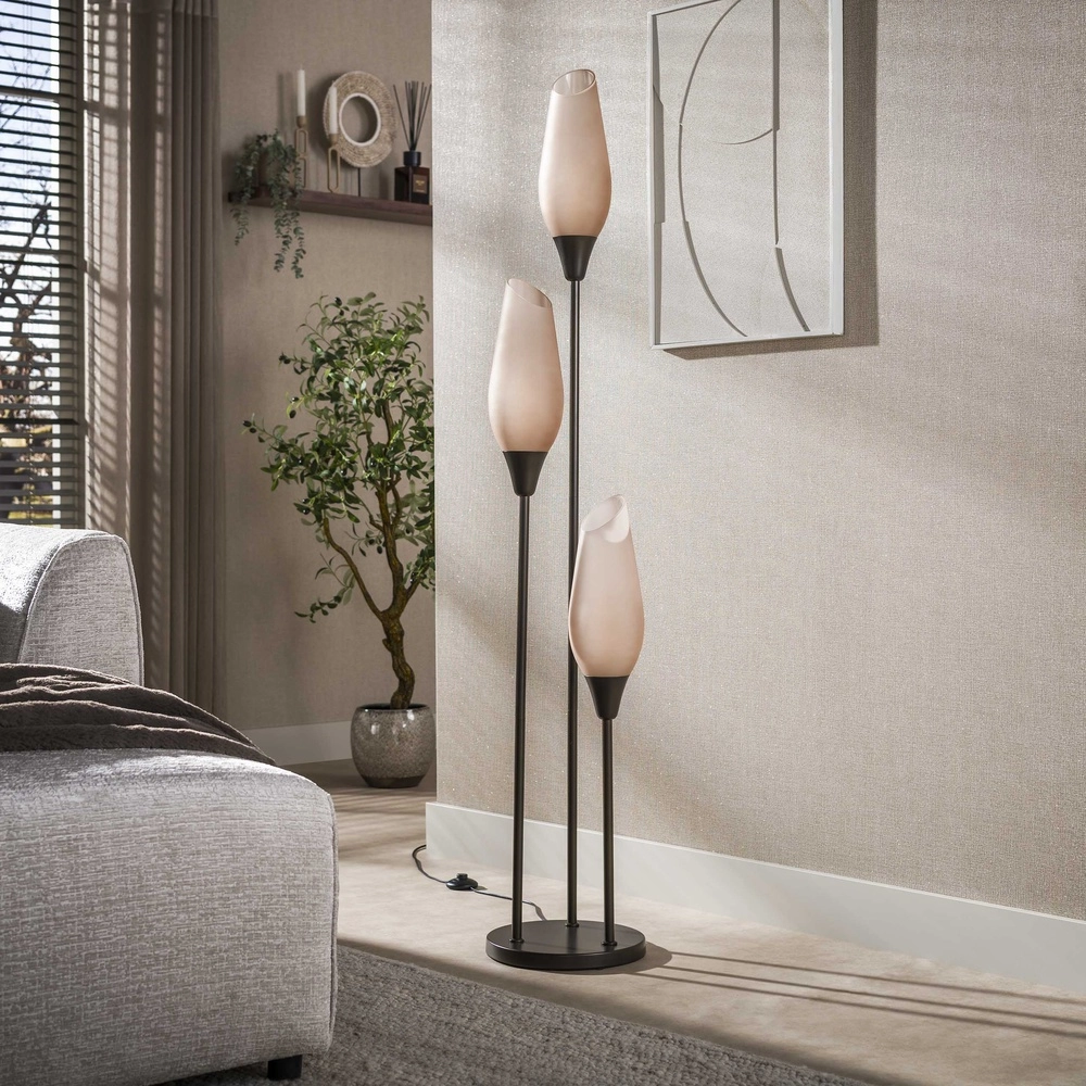 Lampe de pied en verre Cocoon 3x E27 - 168cm - verre dépoli Lyora 8716803511873