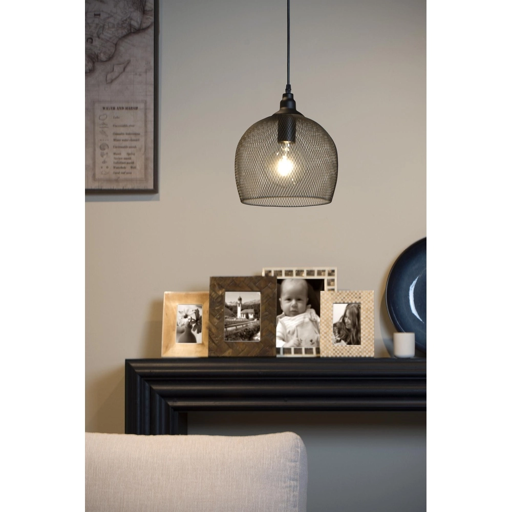 Lampe pendante en maille Mesh Ø 22cm noir Lucide 5411212430380