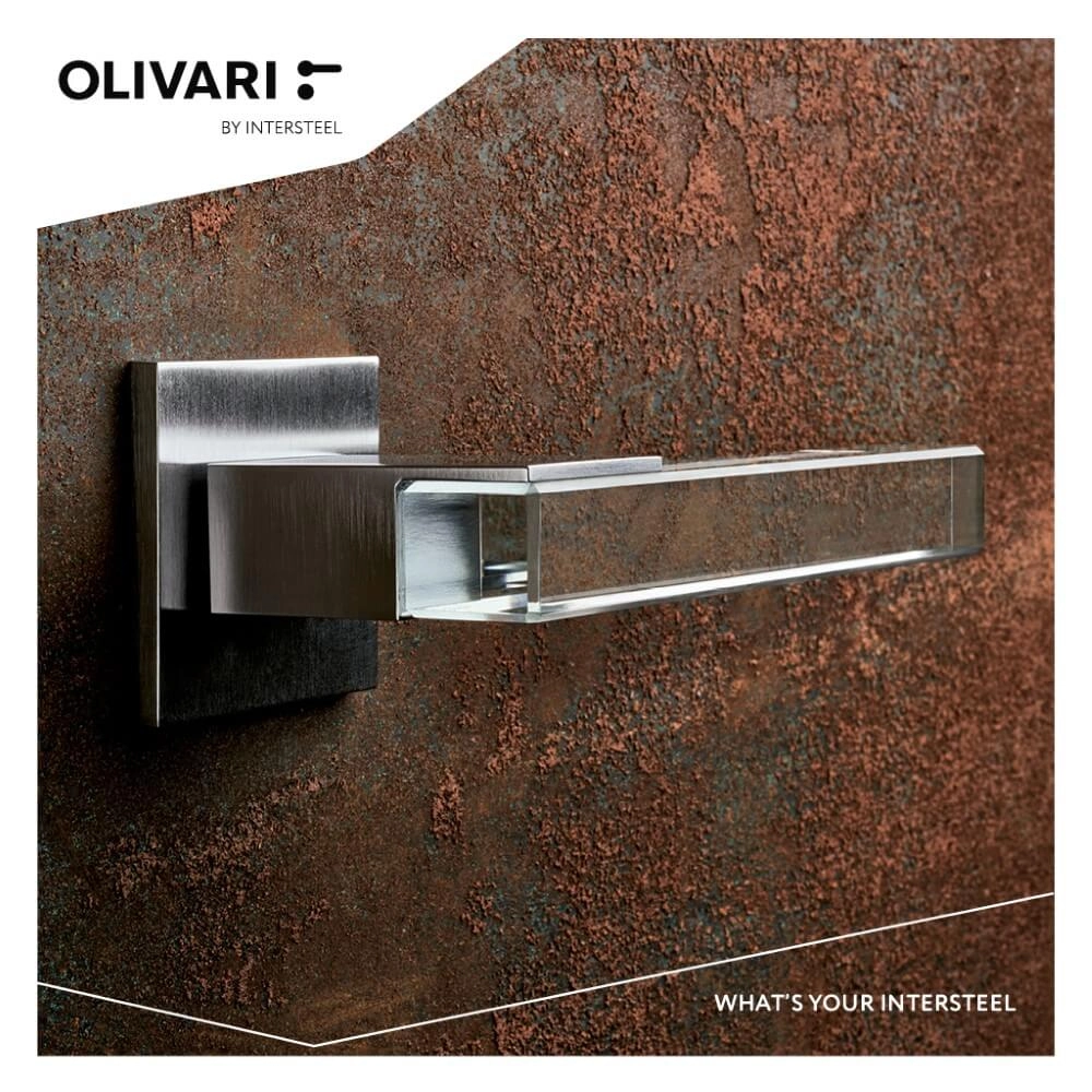 Poignée de porte design Ice Cube chrome mat et transparent Olivari 8714186478387