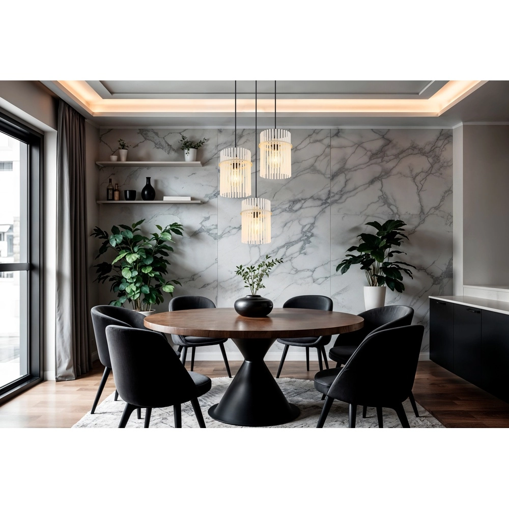 Suspension 3 lumières Gorley brun sable avec verre rond Globo 9007371569717