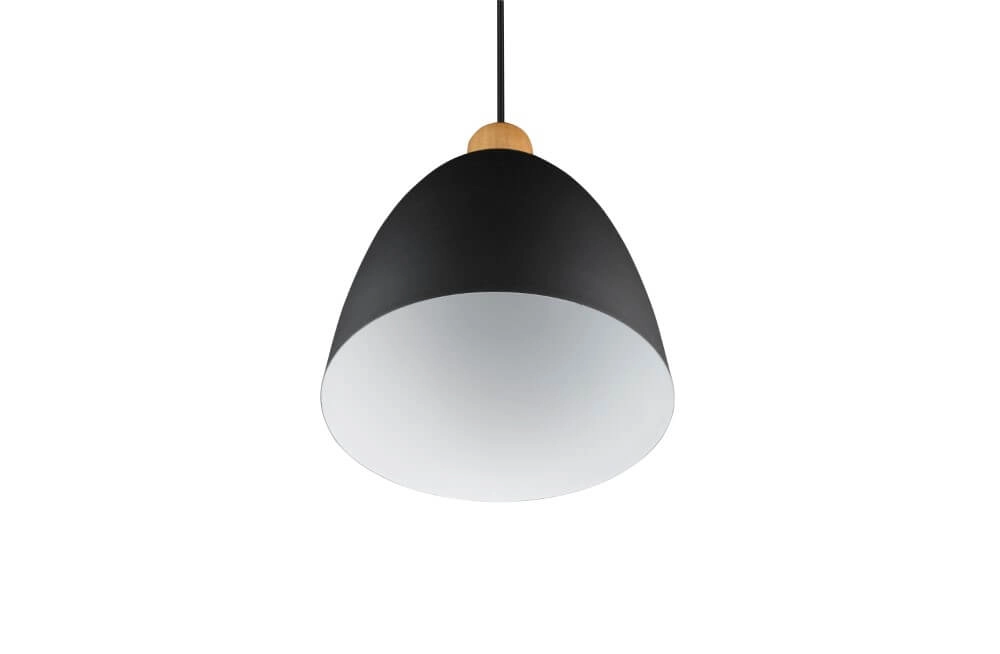 Lampe suspendue Jagger noir avec du bois marron Trio 4017807503197